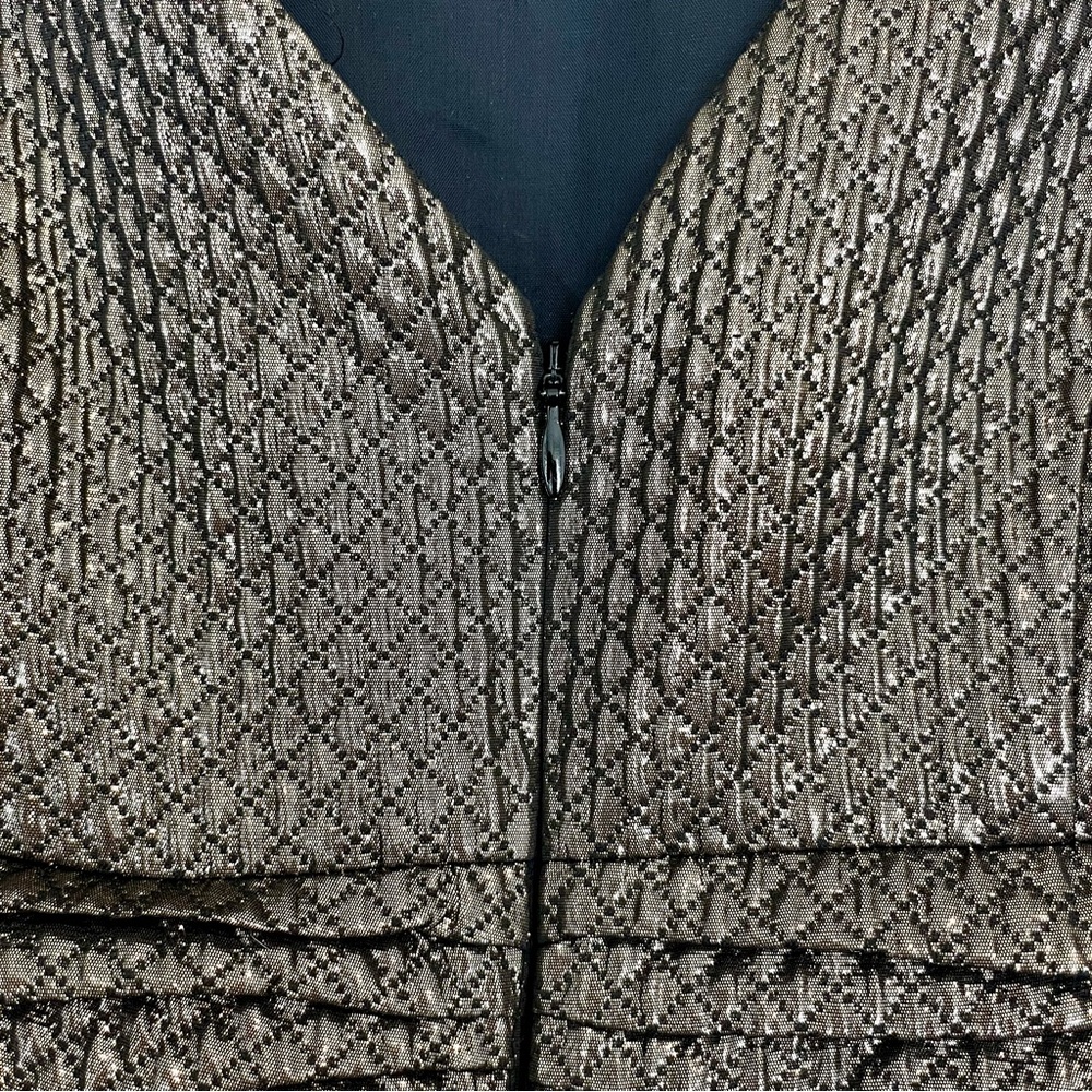 Ivy & Blue Maggy Boutique Gold Quilted Textured Sleeveless Shift Dress - Picture 3 of 6